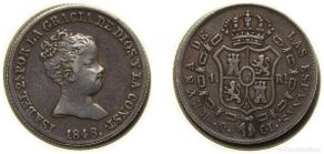 Coins of Spain: Spain Kingdom 1848 M CL 1 Real - Isabel II (1st portrait) Silver (.812) Madrid Mint 1.5g XF KM 518.